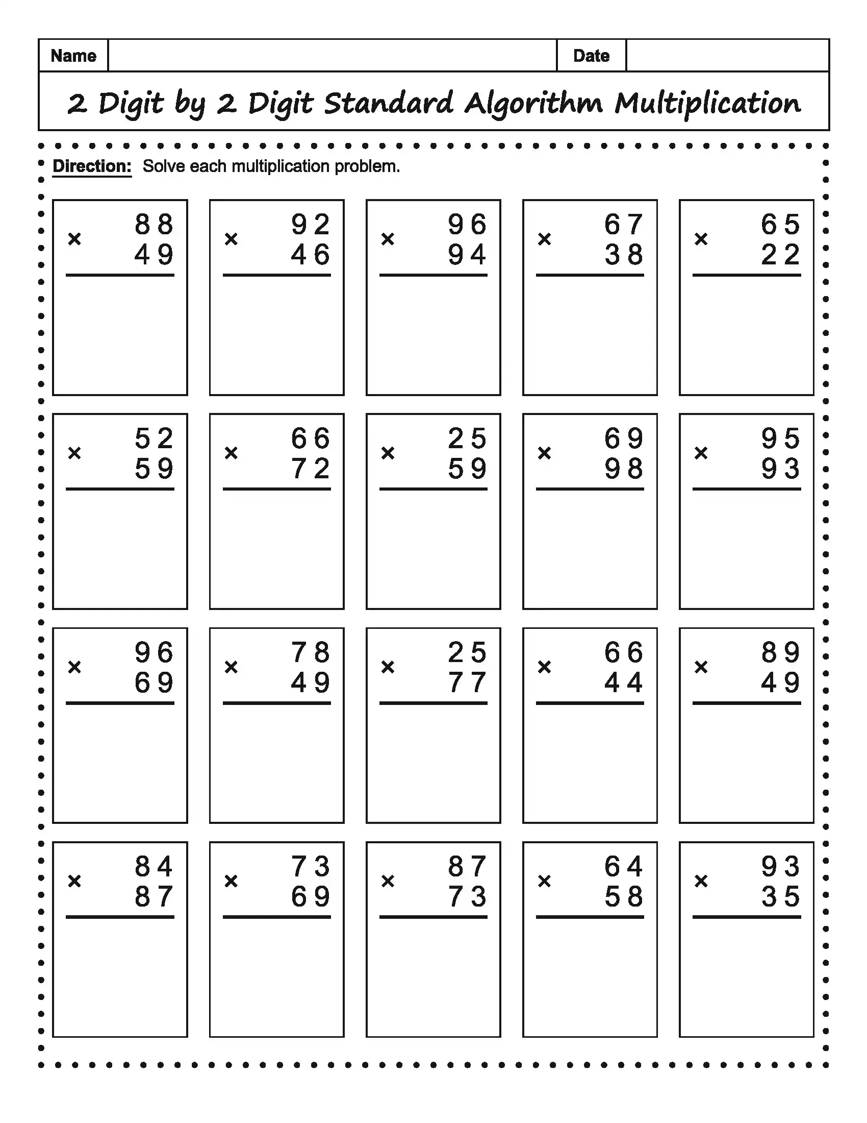 Math Worksheet 8