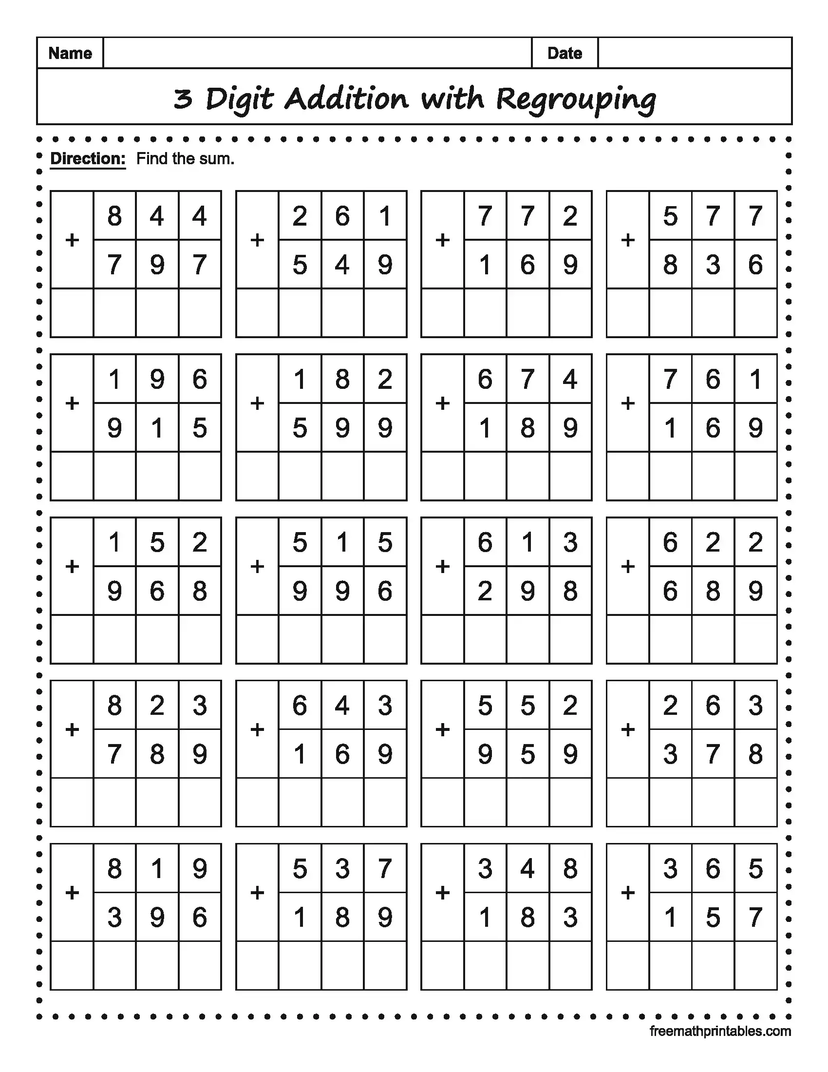 Math Worksheet 8