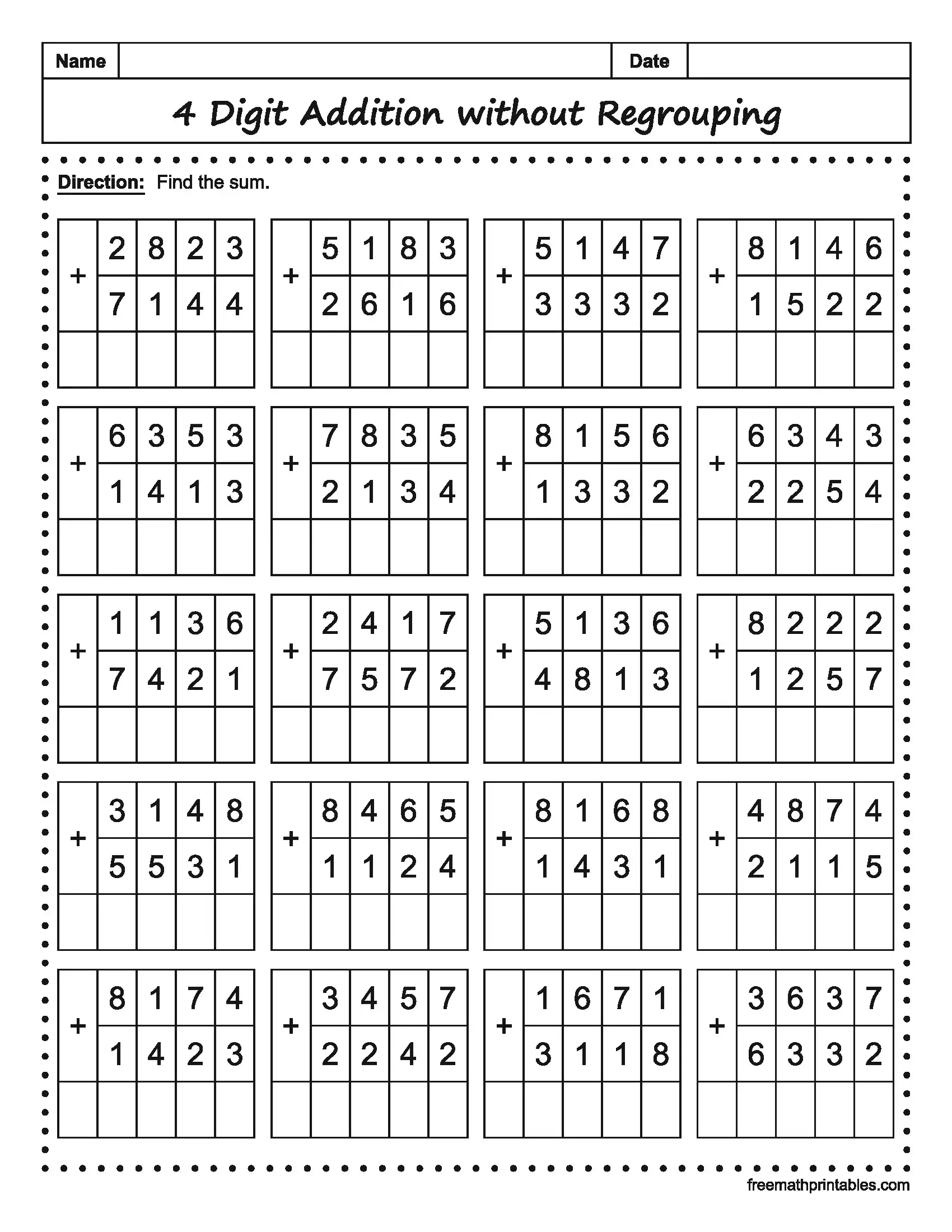 Math Worksheet 8